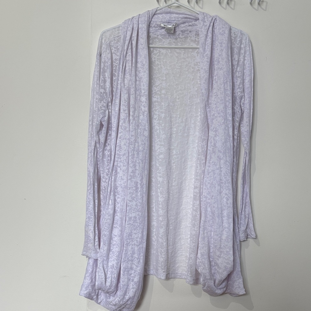 Alison Sheri White Open-Front Cardigan Size Large